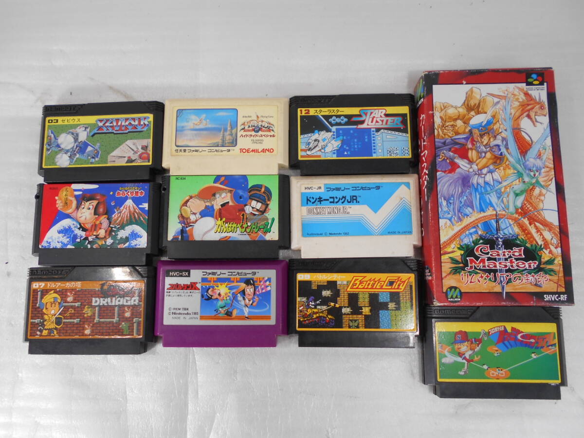 ● 25K085 ● FCソフト 【10+1本】 ● ドンキーコングJR / スパルタX / ゼビウス等 プラスSFC用リムサリアの封印 ● ジャンク品 ●_画像1