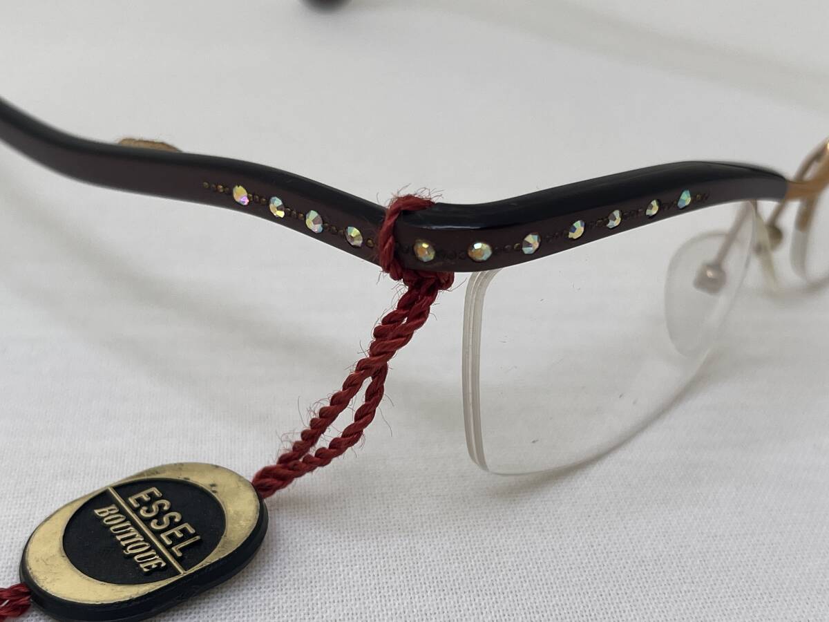 【M117】未使用品 保管品 HOYA ESSEL 飾り付き レディース 金張り ビンテージ 眼鏡 メガネ まとめて 2本_画像5