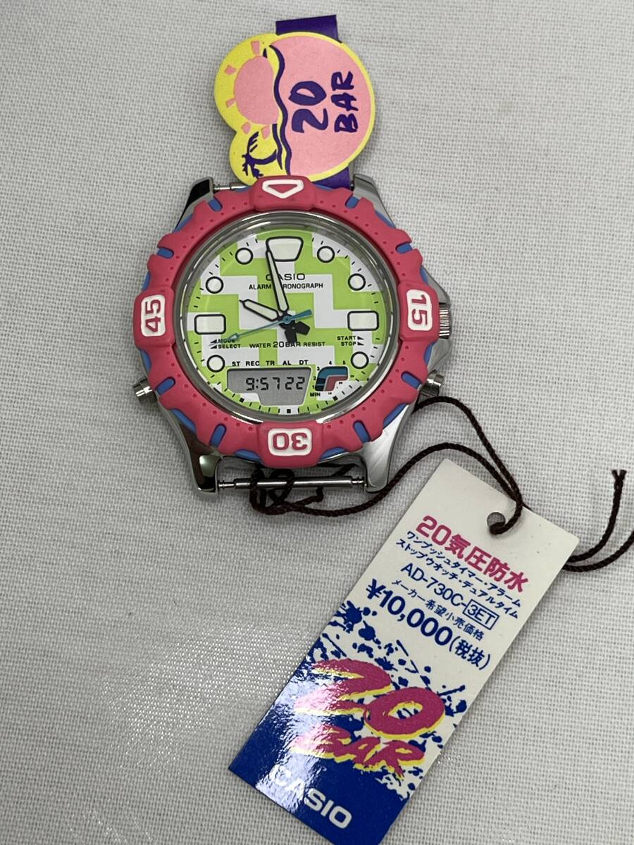  【M106】未使用品 CASIO AD-730 デジアナ 回転ベゼル付き 動作品 タグ付き_画像1