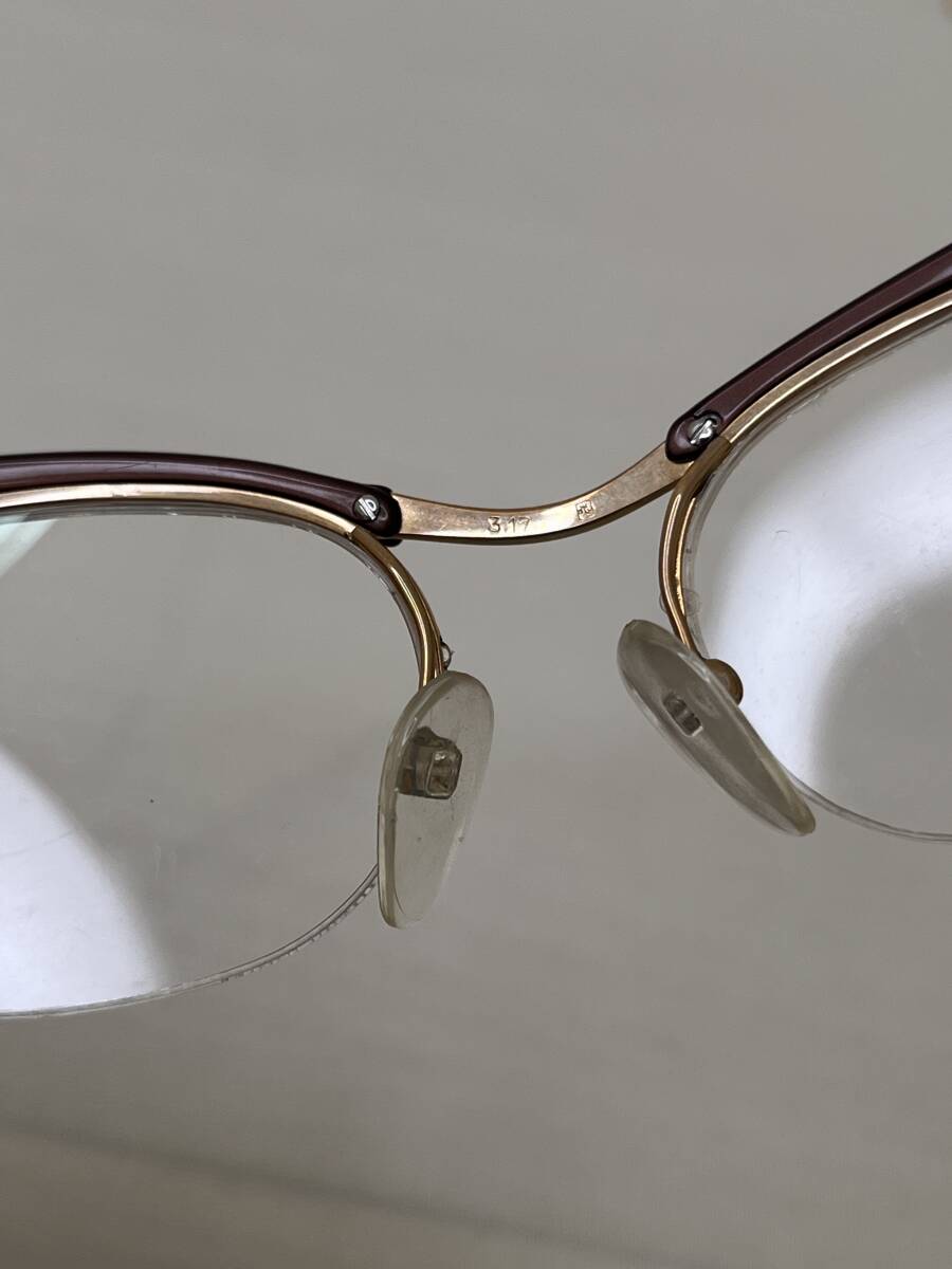 【M117】未使用品 保管品 HOYA ESSEL 飾り付き レディース 金張り ビンテージ 眼鏡 メガネ まとめて 2本_画像6