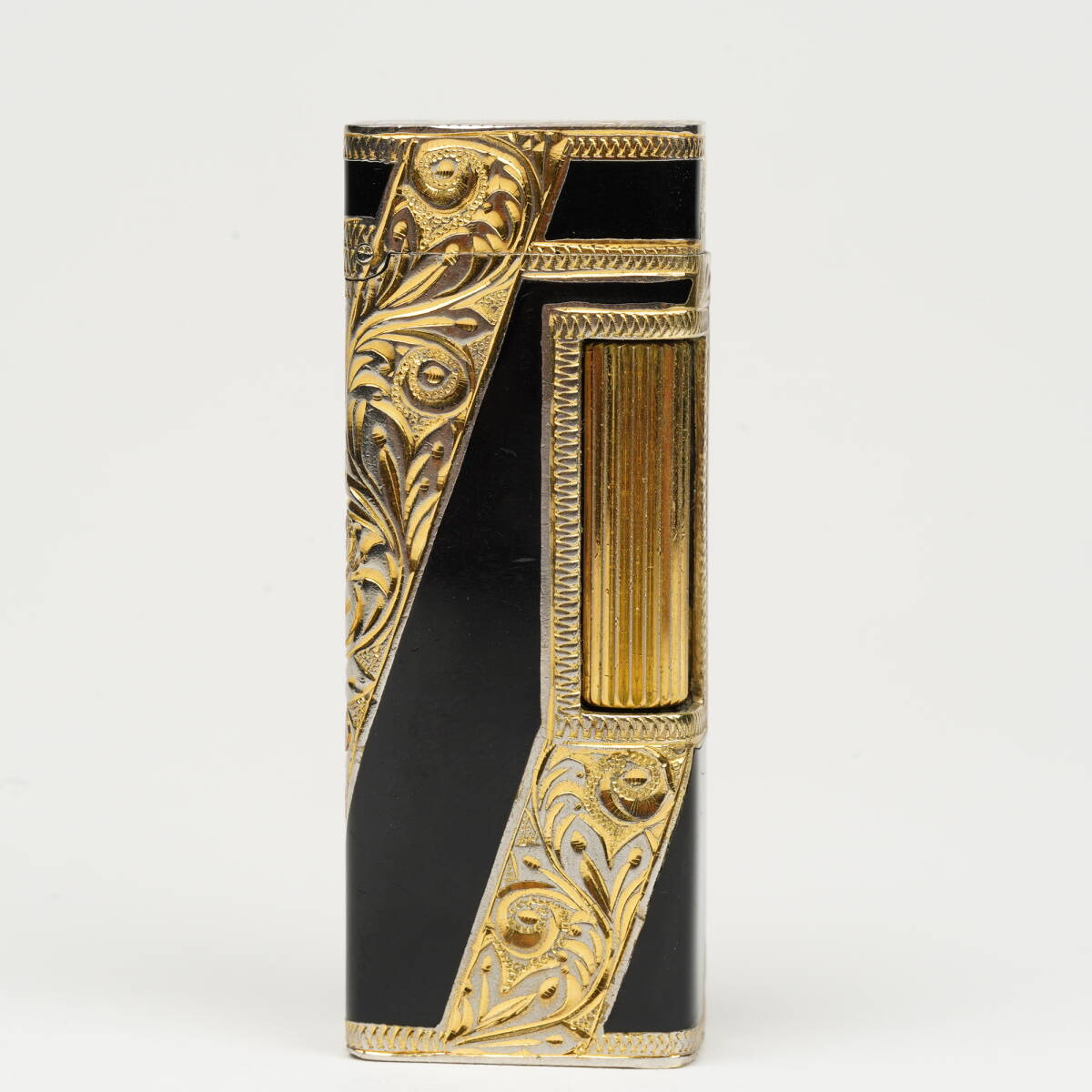 Dunhill ダンヒル ガスライター ローラガス ゴールド ブラックラッカー 着火OK 希少品 稼働品 美品 ロイキング 029_画像2