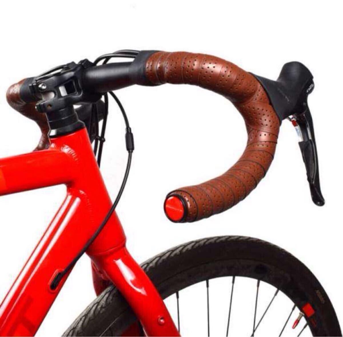 ハンドルテープ 自転車 バーテープ レザー ブラウン 茶色 バイク 2個 エンド レザー調 ブラウン 自転車バーテープ ハンドル レザー_画像9