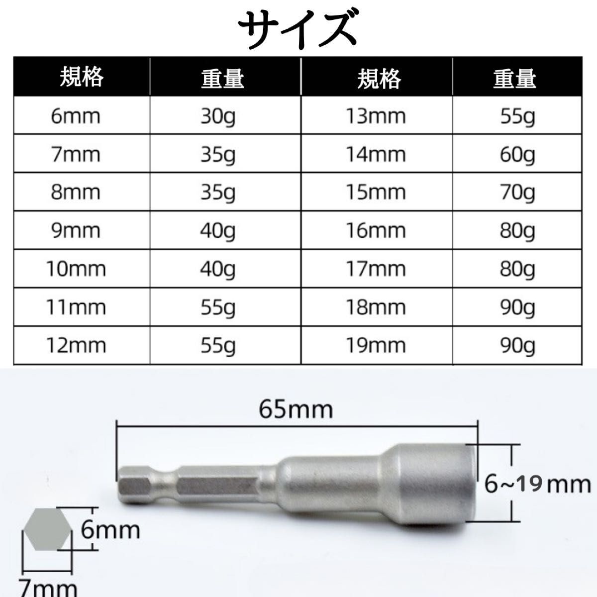 365 ディープソケット 10本 インパクト ドライバー 磁石 ソケットビット 六角_画像4