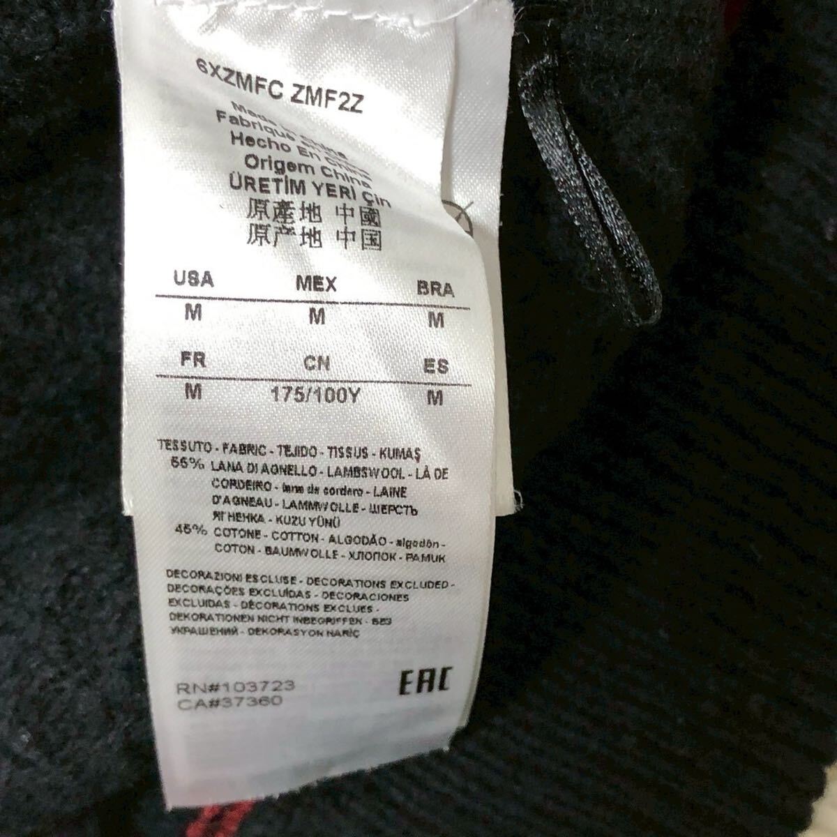 ARMANI EXCHANGE アルマーニ エクスチェンジ タートルネック ニット セーター ワッペンロゴ メンズ 黒 ブラック Mサイズ _画像7