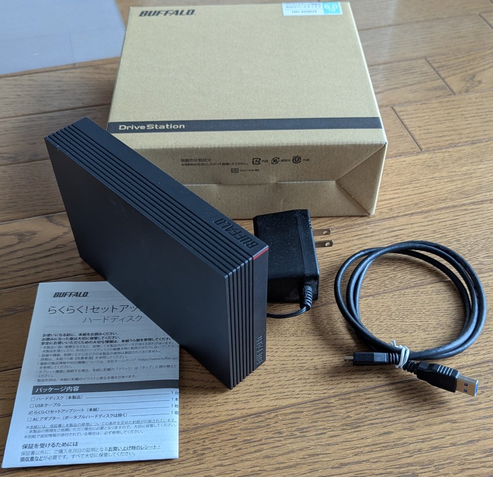 バッファロー 外付けハードディスク 6TB テレビ録画/PC/PS4/4K対応 バッファロー製nasne対応 静音&コンパクト HD-AD6U3_画像1