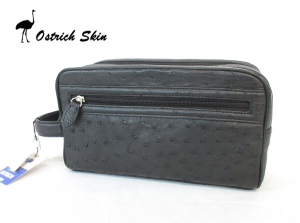 送料300円(税込)■jz674■メンズ オーストリッチ ダブルファスナー セカンドバッグ 188000円相当【シンオク】_画像1