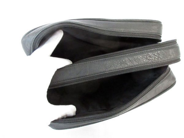 送料300円(税込)■jz674■メンズ オーストリッチ ダブルファスナー セカンドバッグ 188000円相当【シンオク】_画像2