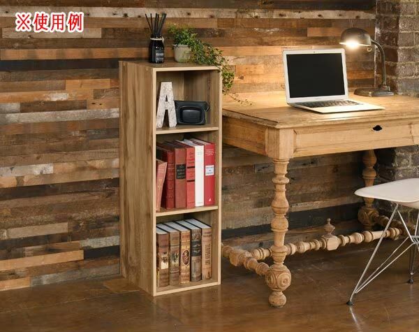 送料300円(税込)■lr892■(1114)棚が動かせる カラーボックス スリム(幅30cm) 3段 オーク SLU-90303(OAK3D)【シンオク】_画像6