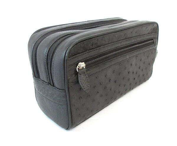 送料300円(税込)■jz674■メンズ オーストリッチ ダブルファスナー セカンドバッグ 188000円相当【シンオク】_画像3