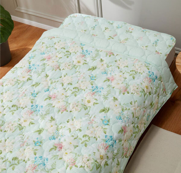 送料300円(税込)■mb095■大津毛織 キルトケット&敷きパッド2点セット シングル グリーン 12650円相当【シンオク】_画像2