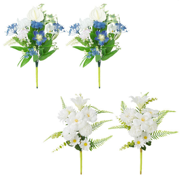 送料300円(税込)■wb080■お花屋さんが監修！ お供え花 ２種４束セット 群青(瑠璃)&純白 5478円相当【シンオク】_画像1