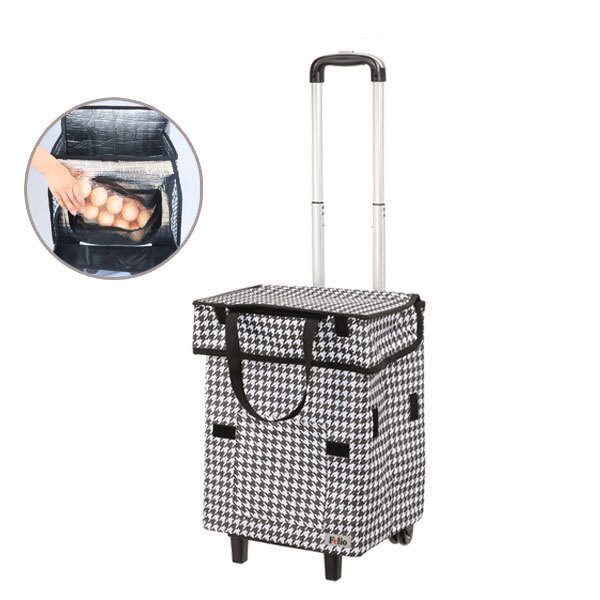 送料300円(税込)■mb061■スマートショッピングカート エッグホルダー付 千鳥格子 11000円相当【シンオク】_画像1