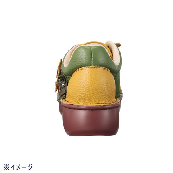 送料300円(税込)■mb253■エスタシオン 牛革シュリンク型押し 軽量ゴムレースシューズ M/23-23.5cm相当 18700円相当【シンオク】_画像4