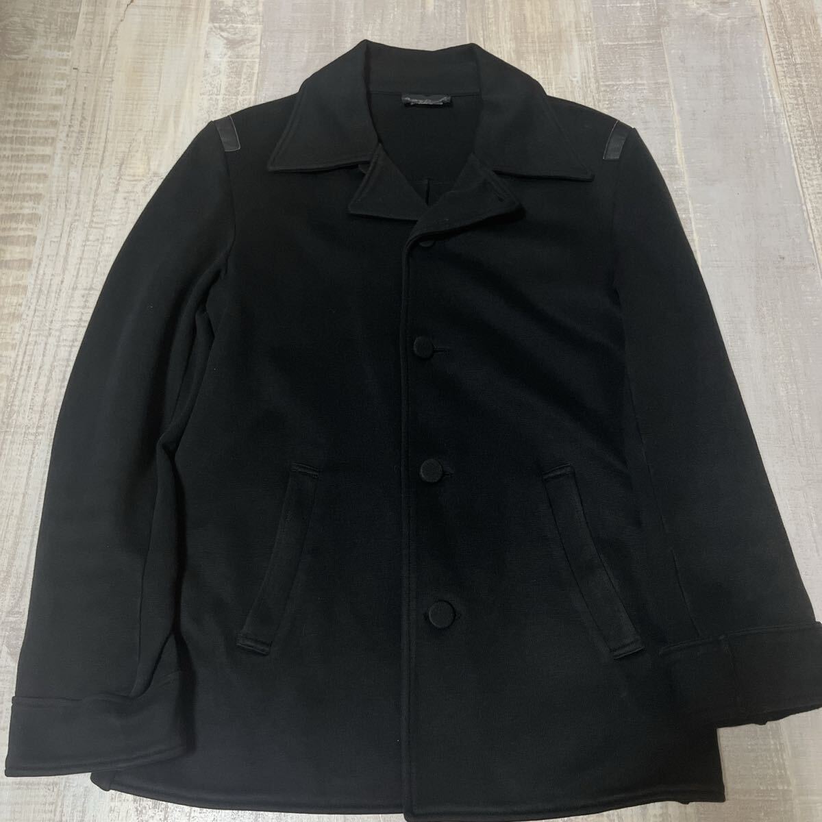 【日本製】agnes b homme スウェット コート ジャケット アニエスb オム アニエスベー ブラック 黒 カバーオール 牛革 メンズ ヴィンテージ_画像1