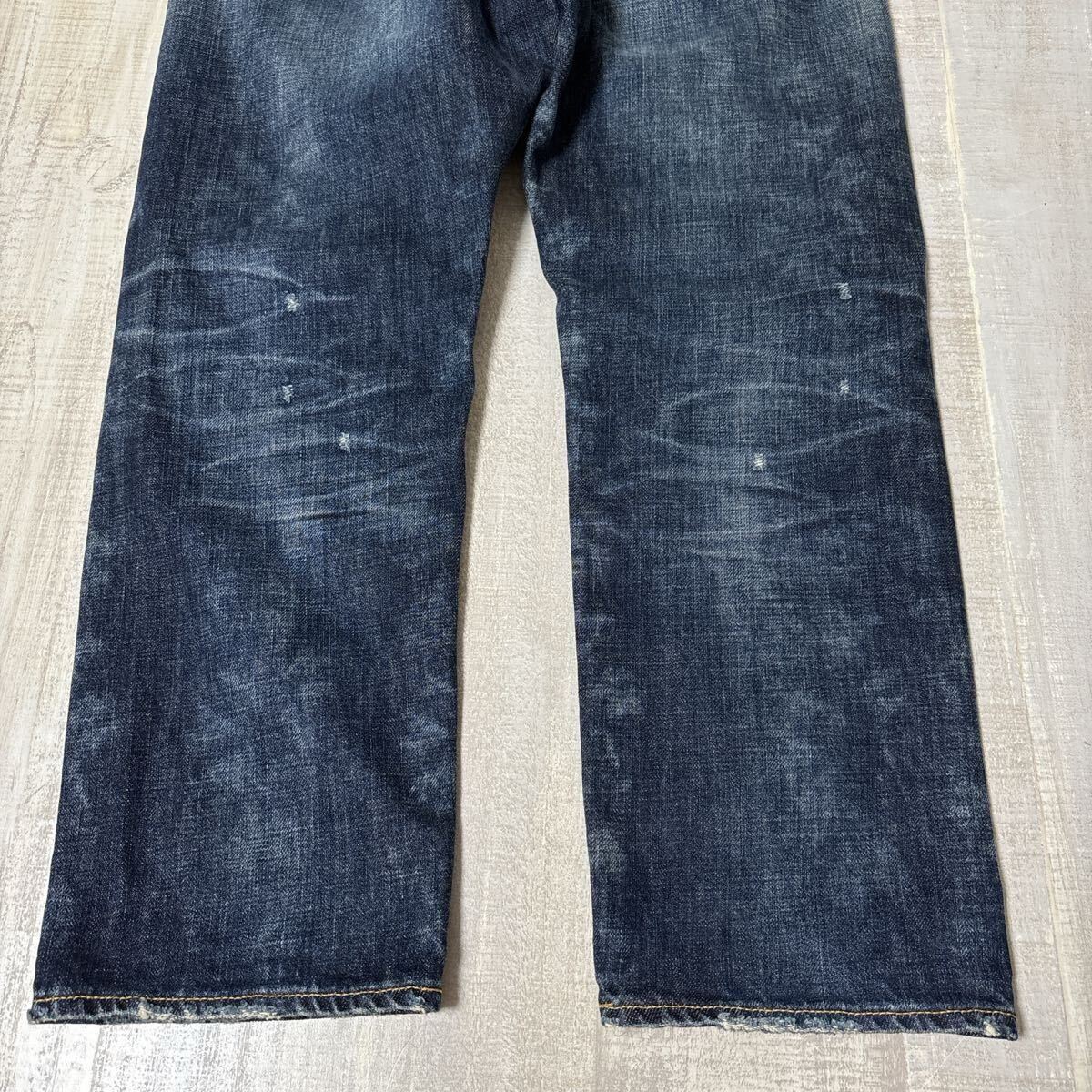 【日本製 W30 ユーズド ダメージ加工】ETERNAL 52023 クラッシュ リペア デニム パンツ エターナル 備中倉敷工房 M相当 ヴィンテージ加工_画像9
