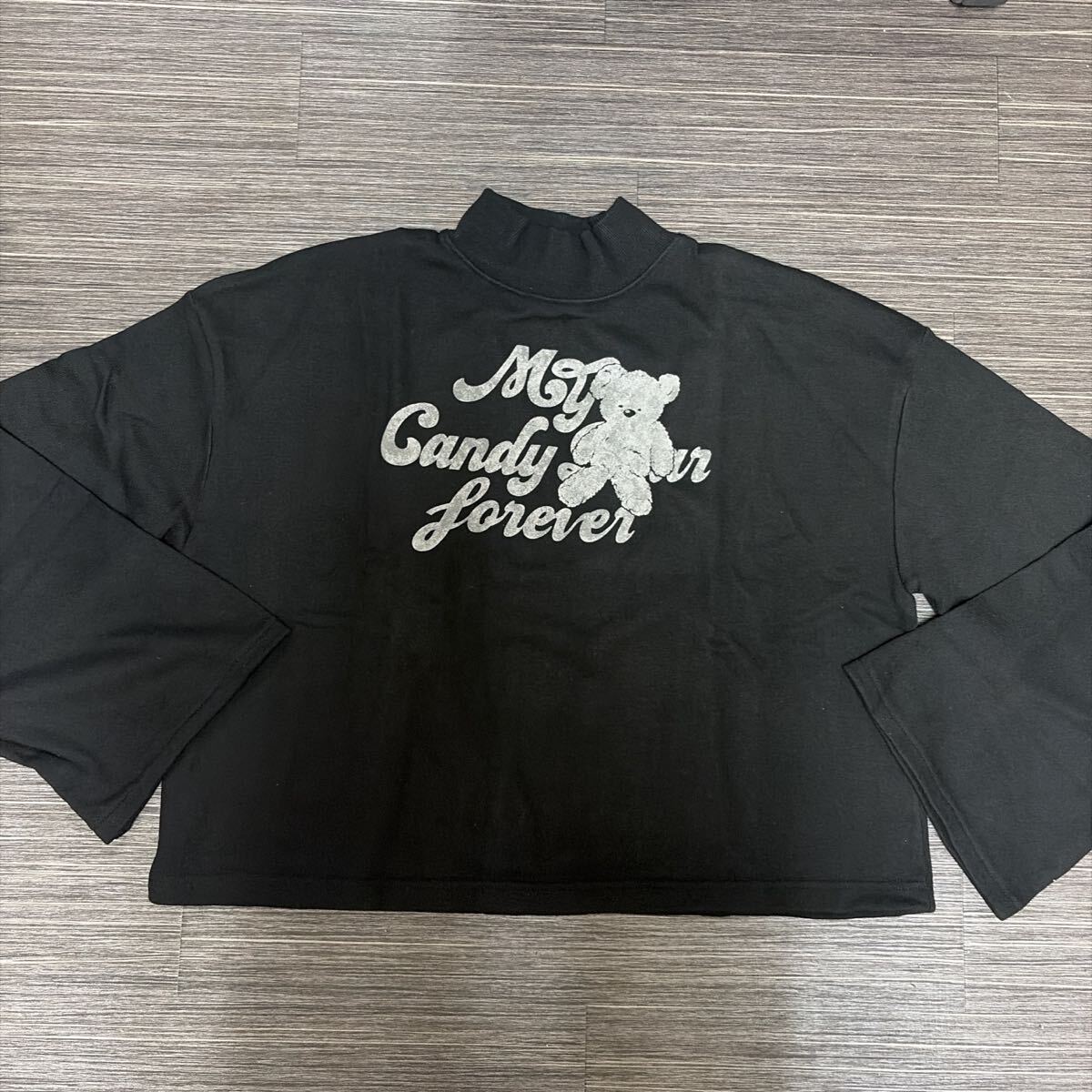 未使用●キャンディストリッパー Candy Stripper フレア スリーブ/ラッパ袖/クマ/トップス/長袖/トレーナー/スウェット/ブラック★2017-5_画像1