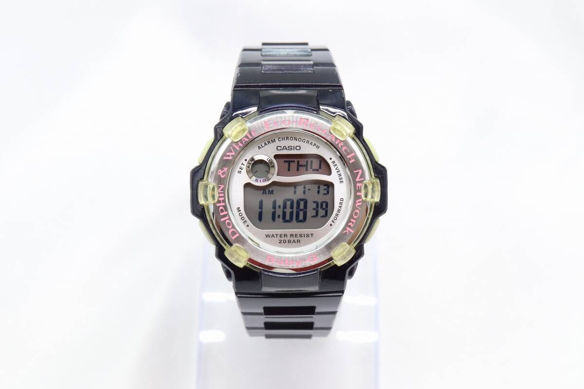 【W277-1】動作品 電池交換済 CASIO Baby-G カシオ ベイビージー イルクジラ モデル デジタル 腕時計 BG-3000K ラバーベルト レディース_画像4