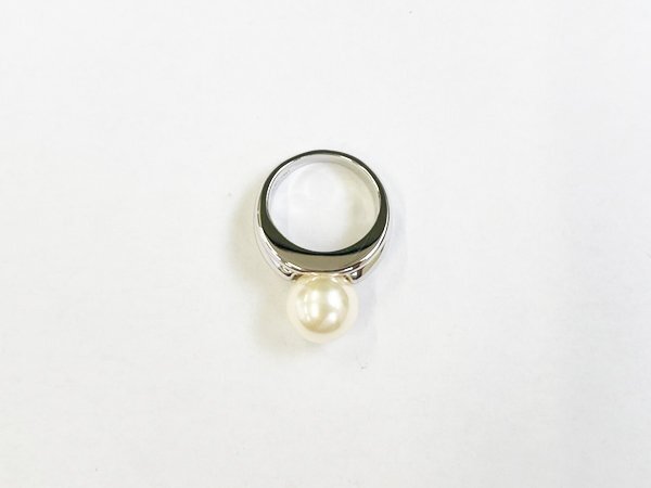 指輪 リング 925 Silver WINKパール 真珠 シンプル エレガント ジュエリー/シルバー×ホワイト/12号/1円スタート/AY_画像4