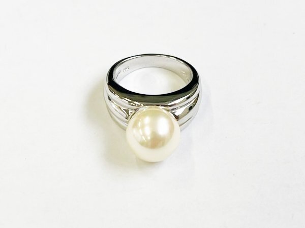 指輪 リング 925 Silver WINKパール 真珠 シンプル エレガント ジュエリー/シルバー×ホワイト/12号/1円スタート/AY_画像1
