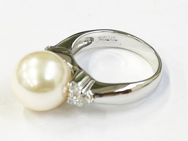 指輪 リング 925 Silver WINKパール 真珠 シンプル エレガント ジュエリー/シルバー×ホワイト/12号/1円スタート/AY_画像6