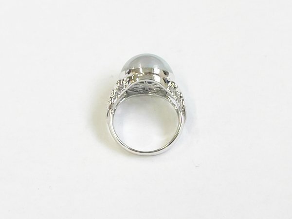 指輪 リング 925 Silver ブルー マベパール 真珠 大粒 デザイン シンプル エレガント ジュエリー/シルバー×グレー系/11号/1円スタート/AY_画像3