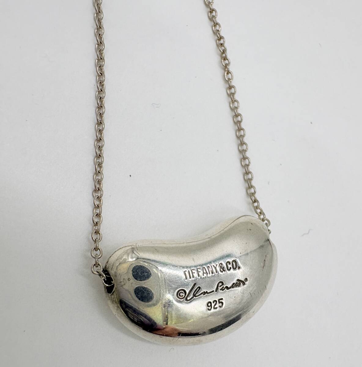 ☆TIFFANY & Co. ティファニー シルバー ビーン 925刻印 筆記体 ネックレス 総重量約8.0g 約40cm 巾着 H09☆_画像5