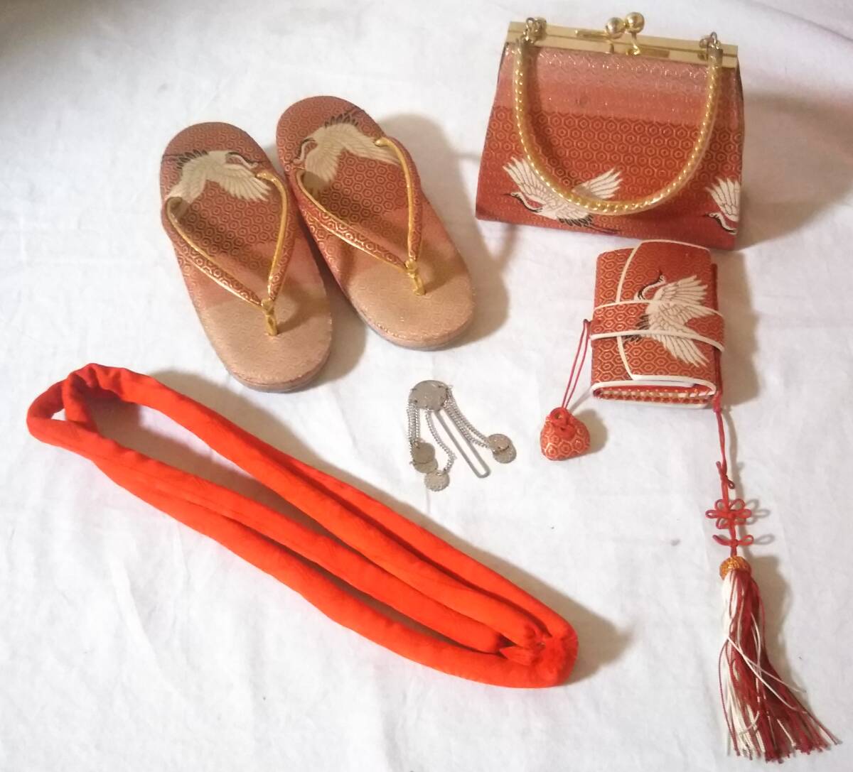 ★和装小物★七五三 女の子 草履 バッグ 帯締め はこせこ 扇子 髪飾り 結び帯 セット 現状渡し_画像6