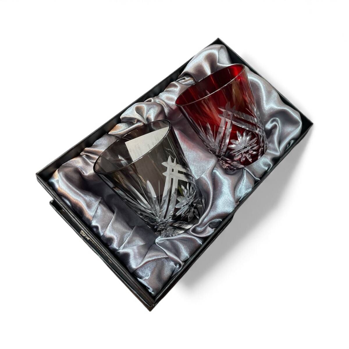 未使用！◆Raccolta Moderna ラコルタモデルナ ガラス 切子 ペアグラス 紙箱◆_画像1