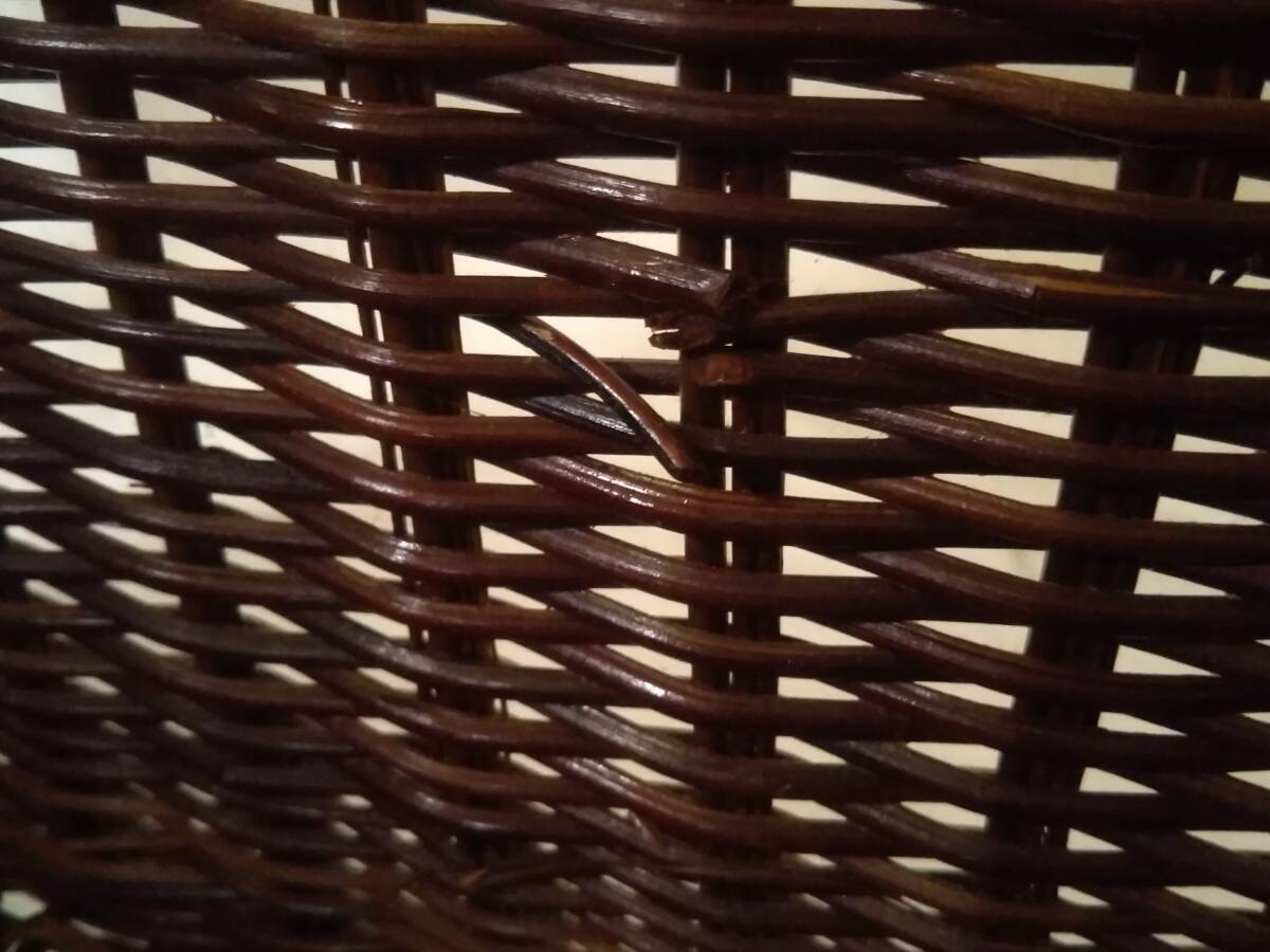 ★編みかご バスケット 収納ボックス W51.5×D37×H28cm ダークブラウン 取っ手穴付き ベトナム製 現状渡し_画像9