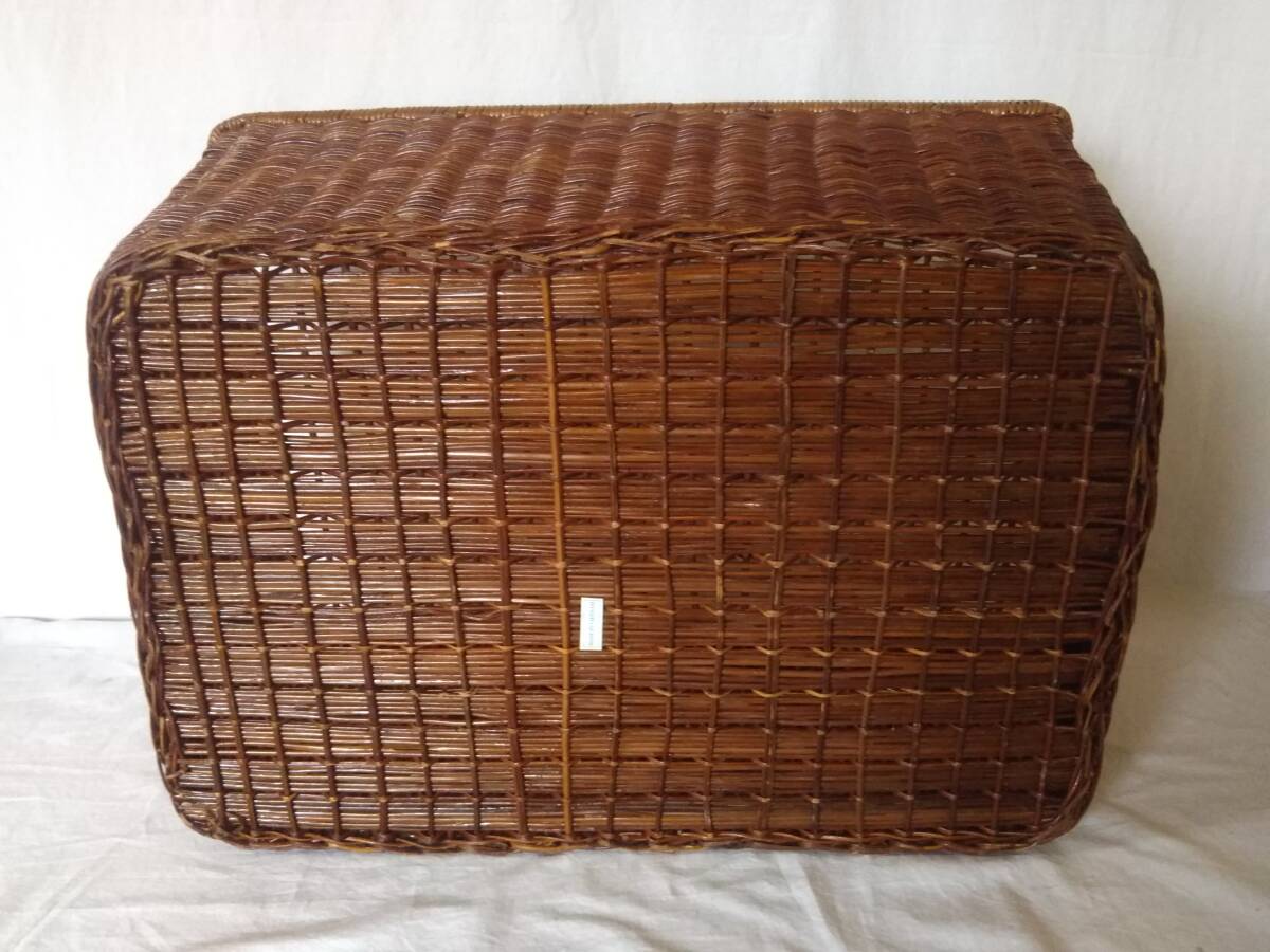 ★編みかご バスケット 収納ボックス W51.5×D37×H28cm ダークブラウン 取っ手穴付き ベトナム製 現状渡し_画像3