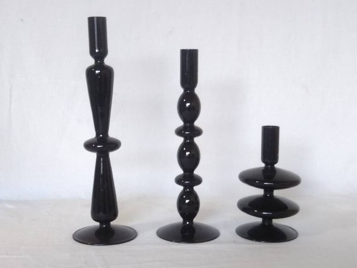 ★キャンドルホルダー 3点セット 黒 ブラック キャンドルスタンド ろうそく立て 現状渡し_画像1