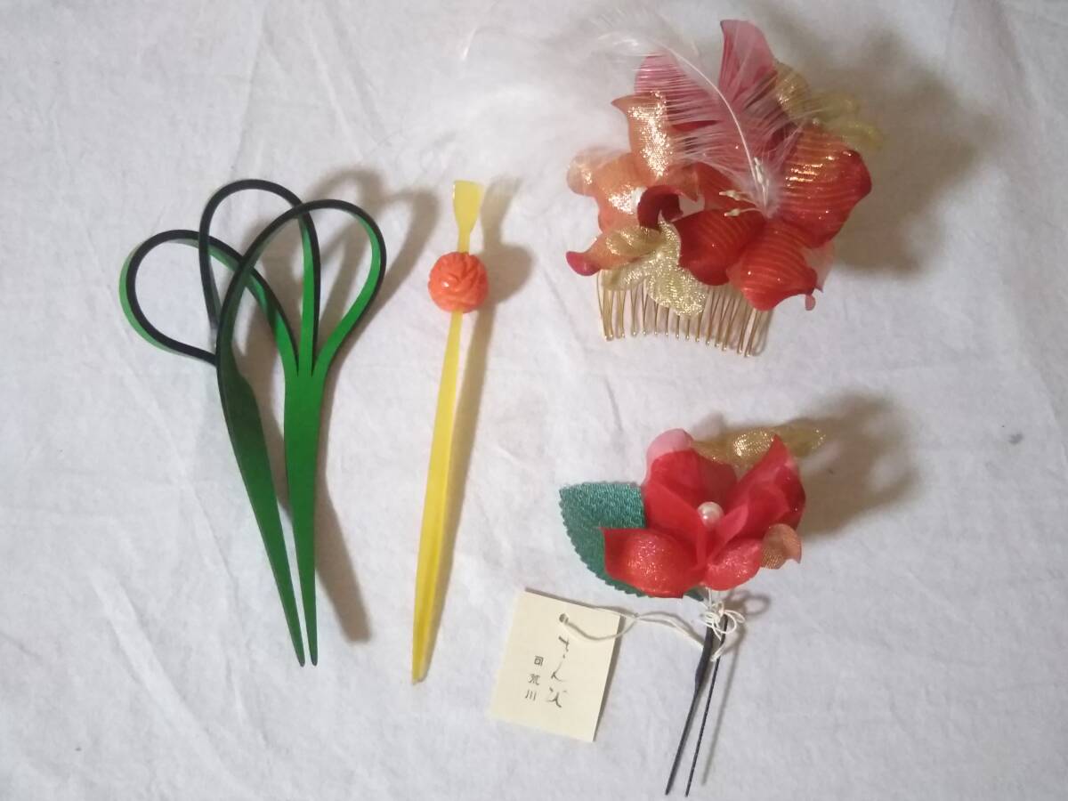 ★和装小物★七五三 女の子 草履 バッグ 帯締め はこせこ 扇子 髪飾り 結び帯 セット 現状渡し_画像7