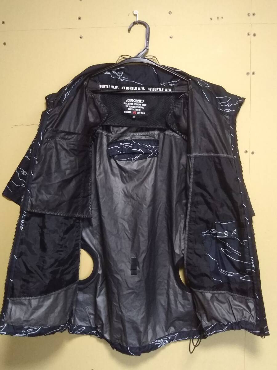★空調服/服のみ★BURTLE バートル AIRCRAFT エアークラフト 半袖 XL 黒 ブラック フード欠品 現状渡し_画像3