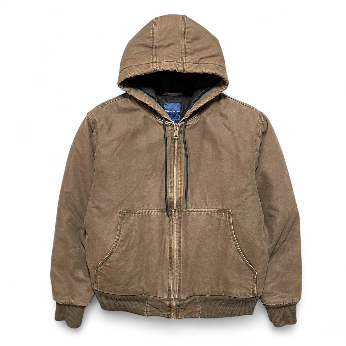 USA 古着 FALLS CREEK ヴィンテージ ダックコットン アクティブジャケット ワークジャケット ダックパーカ ブラウン メンズM AK0331_画像1