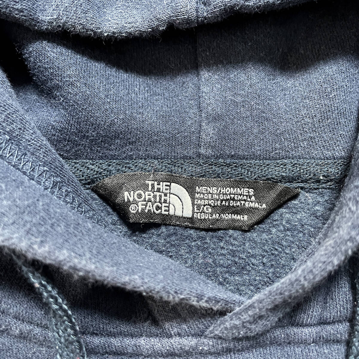 USA 古着 THE NORTH FACE ノースフェイス スウェット パーカー ロゴ プリント ネイビー メンズL プルオーバー BE0879_画像6