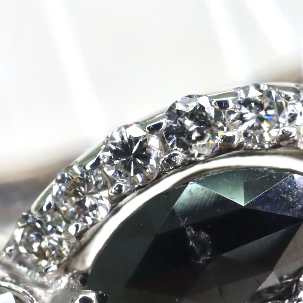 K18WG!!0.70/0.50ct!!◆天然ブラックダイヤモンド/天然ダイヤモンドリング◆D 約4.4g 約13号 #13 black diamond 指輪 ring EF7/EG2 X897_画像6