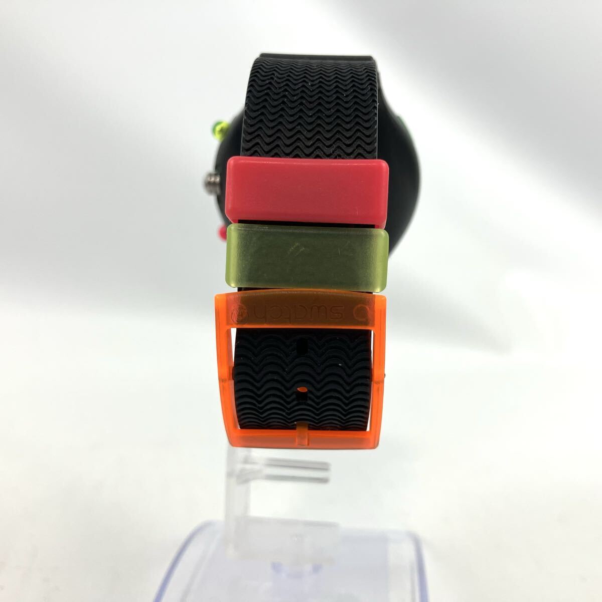 1円〜 不動品 Swatch スウォッチ 腕時計 アナログ ラバーベルト ブラック メイドインスイス_画像5