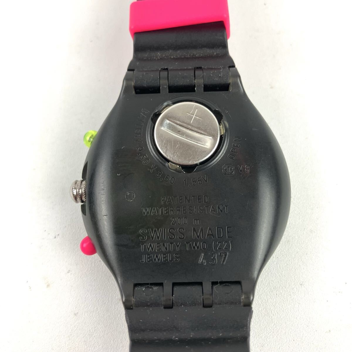 1円〜 不動品 Swatch スウォッチ 腕時計 アナログ ラバーベルト ブラック メイドインスイス_画像7