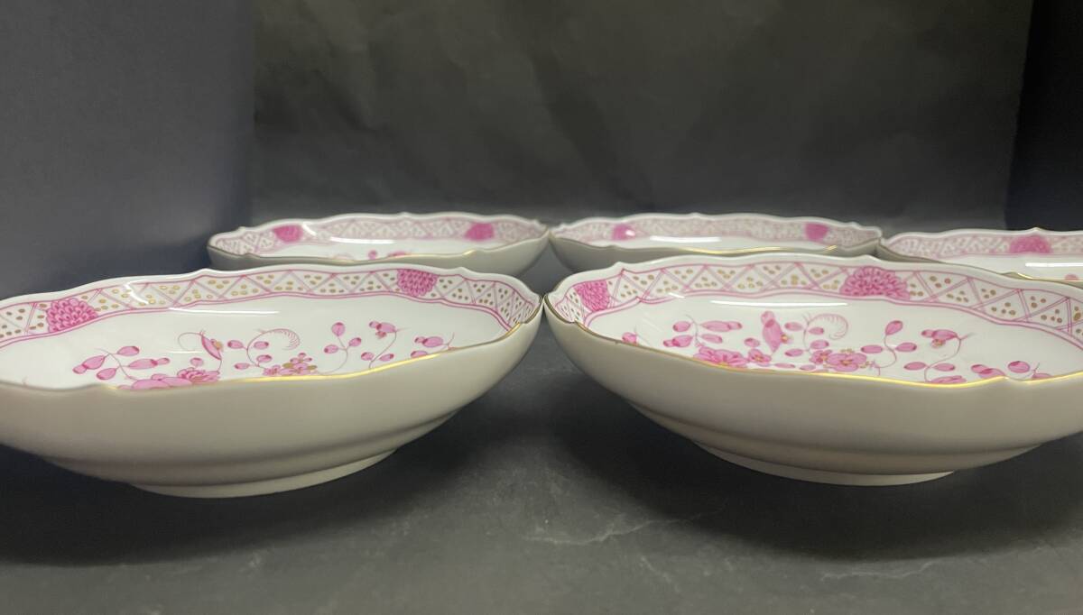 マイセン　カップ＆ソーサー　5客　インドの華　リッチピンク　ドイツ　洋食器_画像6