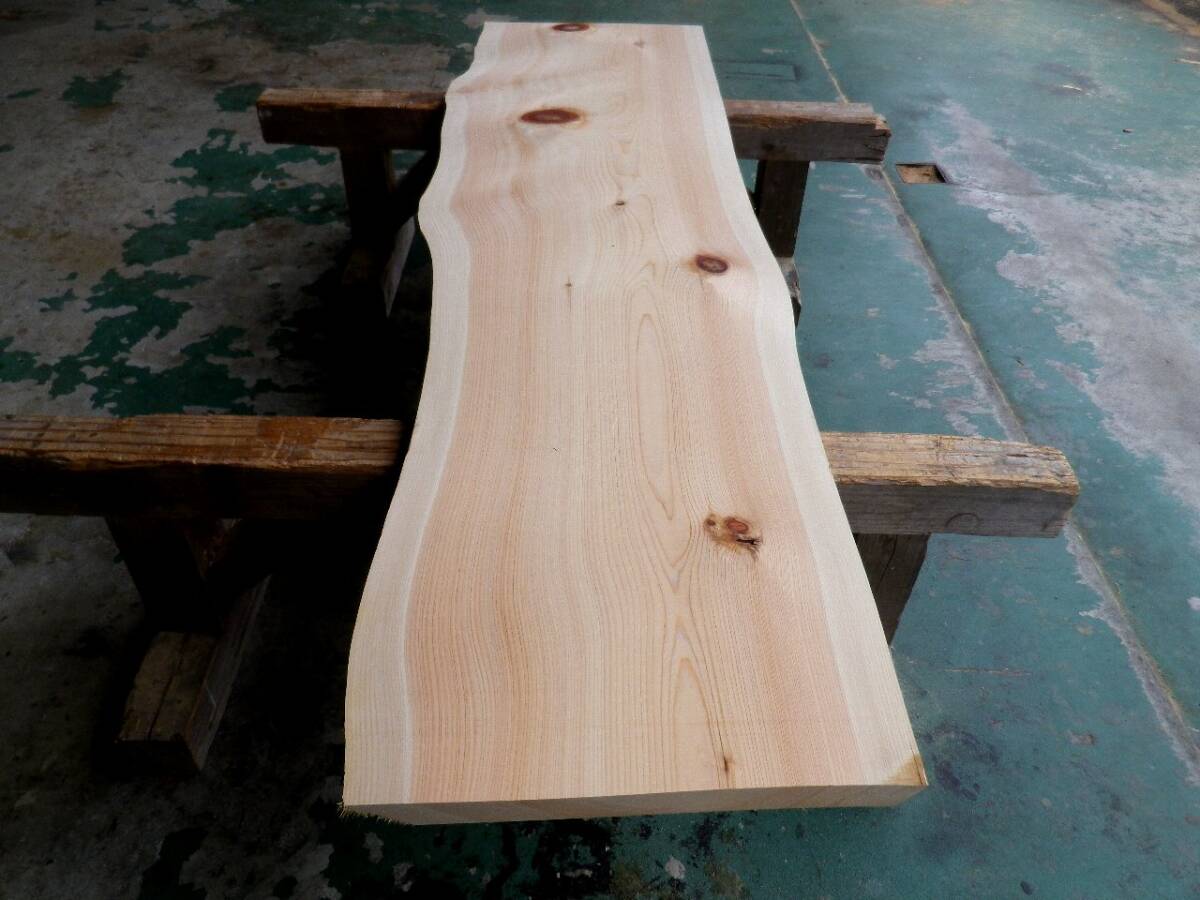 長184*幅38-49*厚3.7　桧72の木材木工材,一枚板自然木無垢材ＤＩＹ　テーブル天板　ヒノキ_画像8