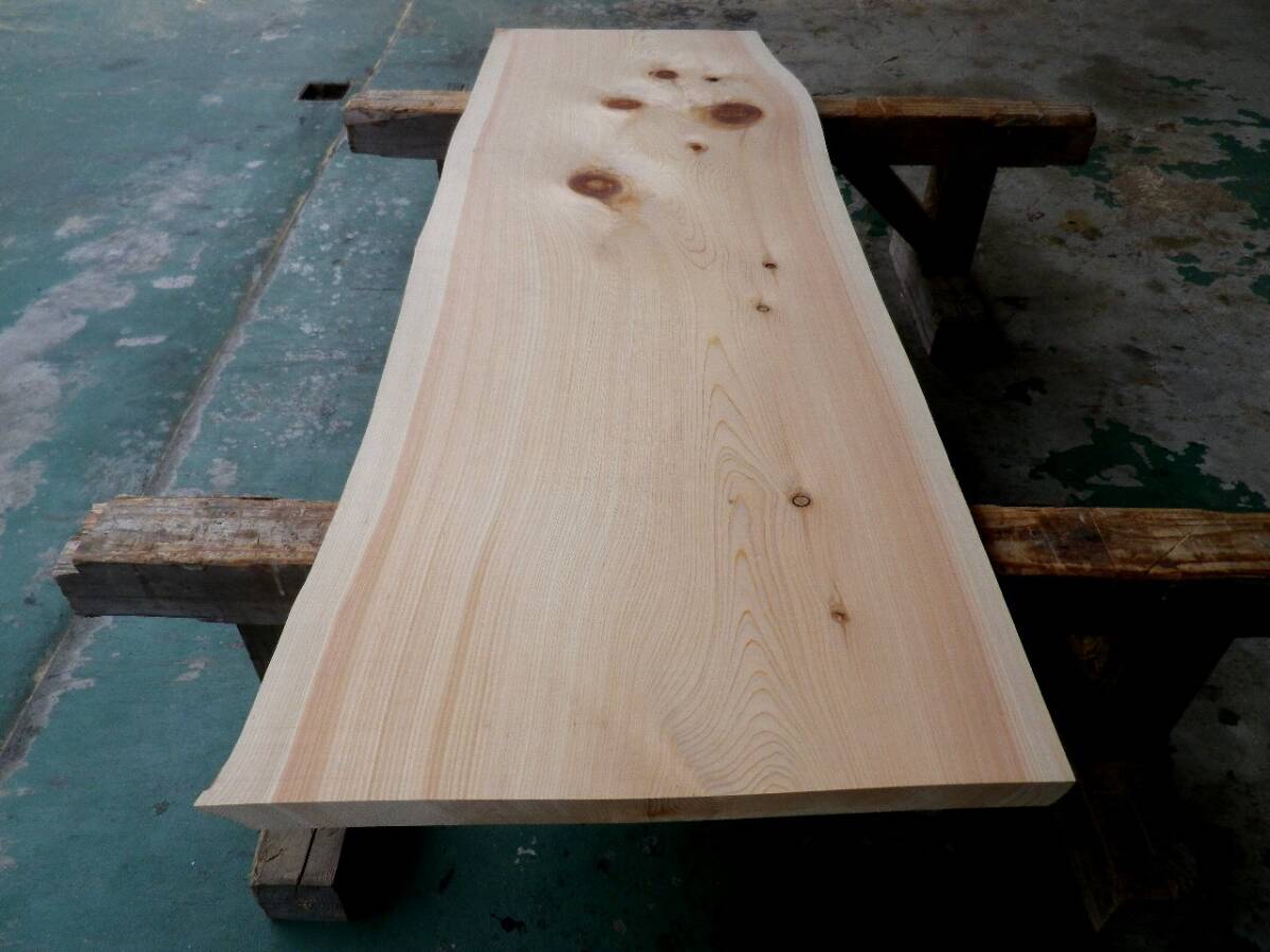 長157*幅47-57*厚3.6　桧76の木材木工材,一枚板自然木無垢材ＤＩＹ　テーブル天板　ヒノキ_画像5