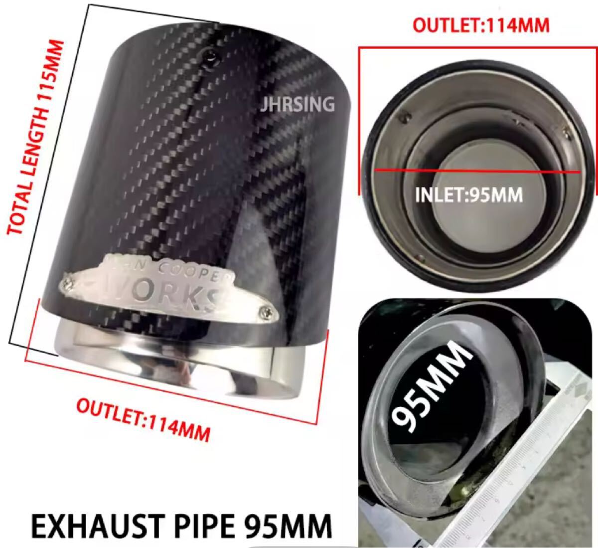 マフラーカッター カーボン リアルカーボン 二個セット ステンレス 簡単取付 DIY ミニ F54 F55 F56 クーパーS _画像10