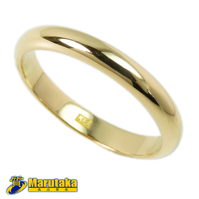 【K18 リング】18金 イエローゴールド 11号 約2.6g 指輪 甲丸 細い シンプル ジュエリー メンズ レディース 貴金属 地金 K18YG 中古_画像1