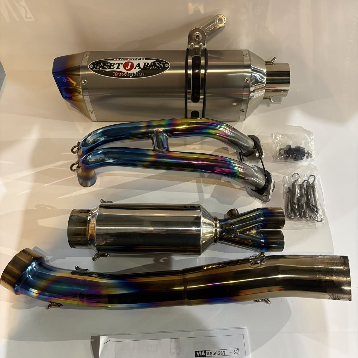 【中古】BEET NASSERT Evolution Type II フルエキゾーストマフラー TI/TI Ninja400 EX400G 2BL-EX400G 8BL-EX400L カワサキ_画像1