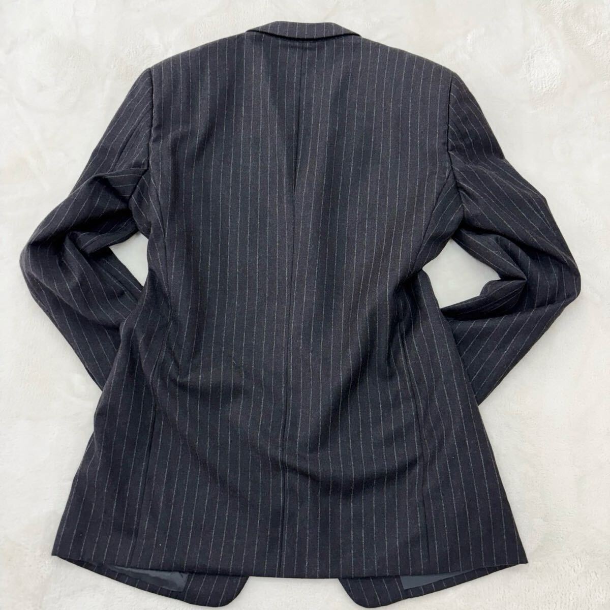 1円〜 【美品】アルマーニ ARMANI スーツ セットアップ ストライプ グレー 3B ウール カシミヤ混 総裏地 46R/S ジャケット イタリア製_画像8