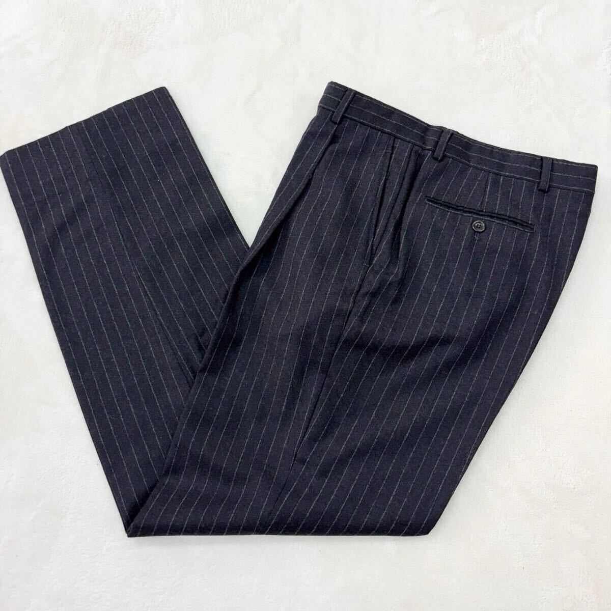 1円〜 【美品】アルマーニ ARMANI スーツ セットアップ ストライプ グレー 3B ウール カシミヤ混 総裏地 46R/S ジャケット イタリア製_画像9