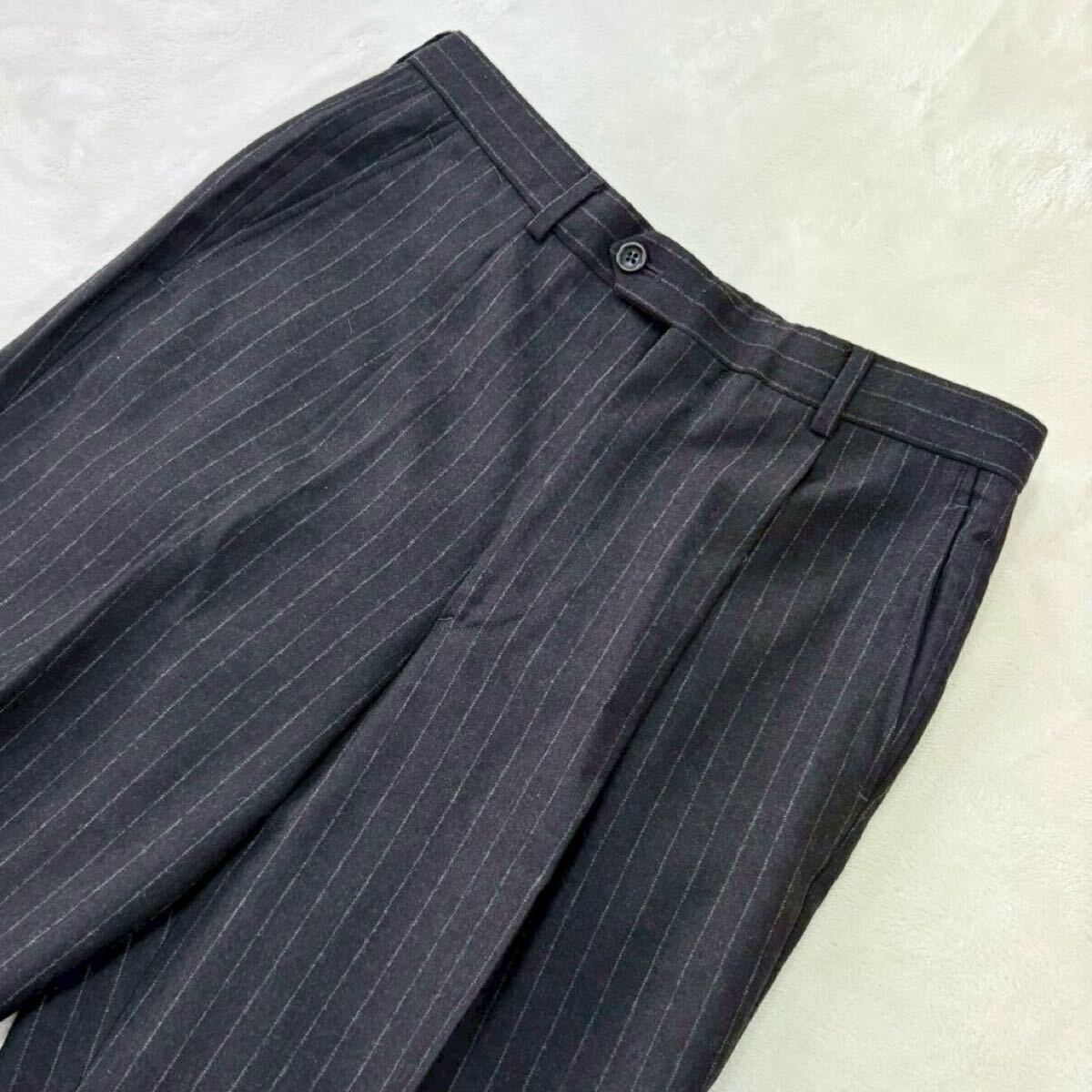 1円〜 【美品】アルマーニ ARMANI スーツ セットアップ ストライプ グレー 3B ウール カシミヤ混 総裏地 46R/S ジャケット イタリア製_画像10