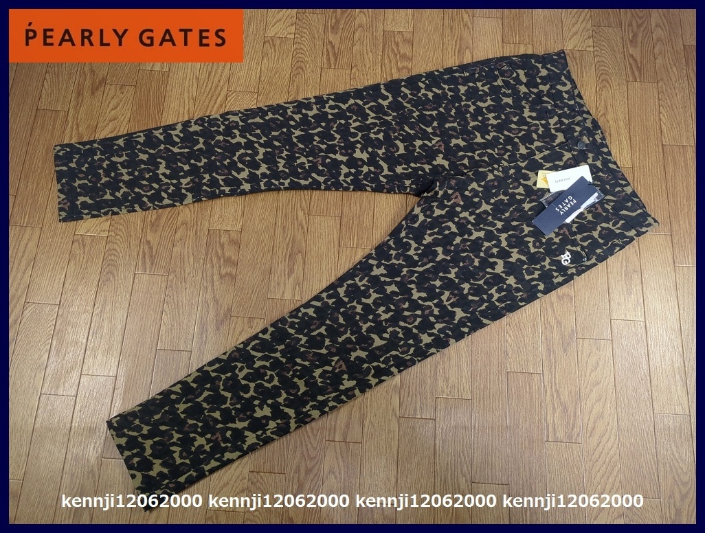 新品 定価33,000円 正規品 パーリーゲイツ PEARLY GATES 千鳥柄×レオパード 暖か 微起毛 パワフルコットン ストレッチ パンツ 黒 Saiz 4 M_画像5