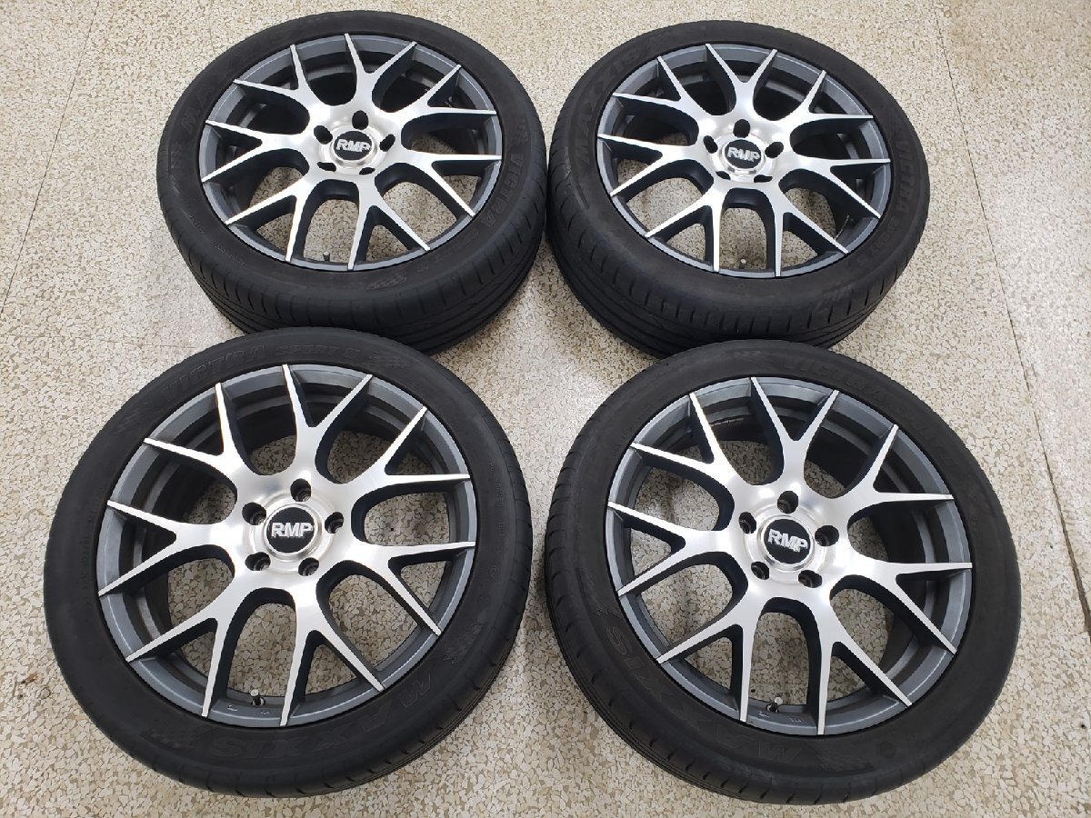 ◎傷極少美品 BBS 風 18in 7j +48 114.3/5H バリ溝 225/45ZR18 225/45R18 検)レヴォーグ クラウン アテンザ MAZDA3 オデッセイ SSR HOM_画像1