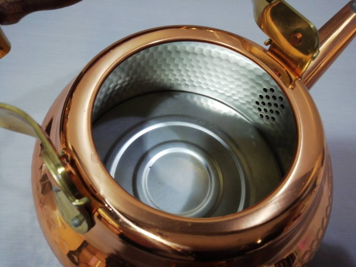 あ//H0664 【未使用・保管品】 フランセシリーズ　銅製ケットル　2.０L（鎚目）キングカパー_画像6
